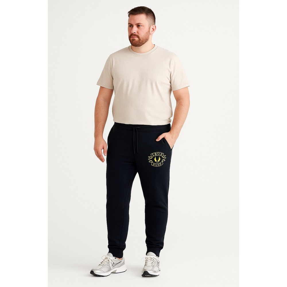 True Religion Black‎ Logo Collegiate Joggers Mens Size XL Heavyweight Sweatpants